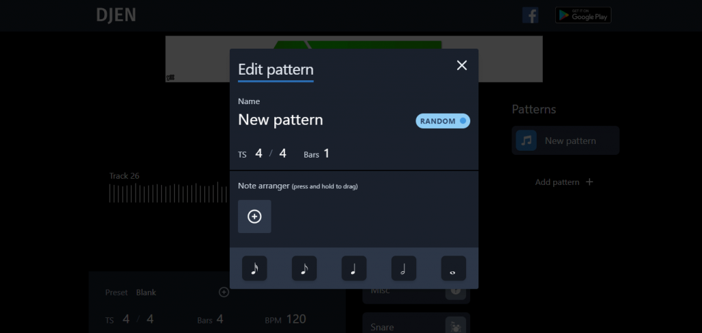 saving presets on djen.co djent riff generator.